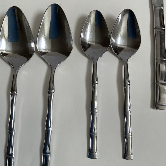 EXF8 by Excel Stainless, Korea, Glossy, Bamboo Handle silverware 25pc set MCM - Picture 7 of 16